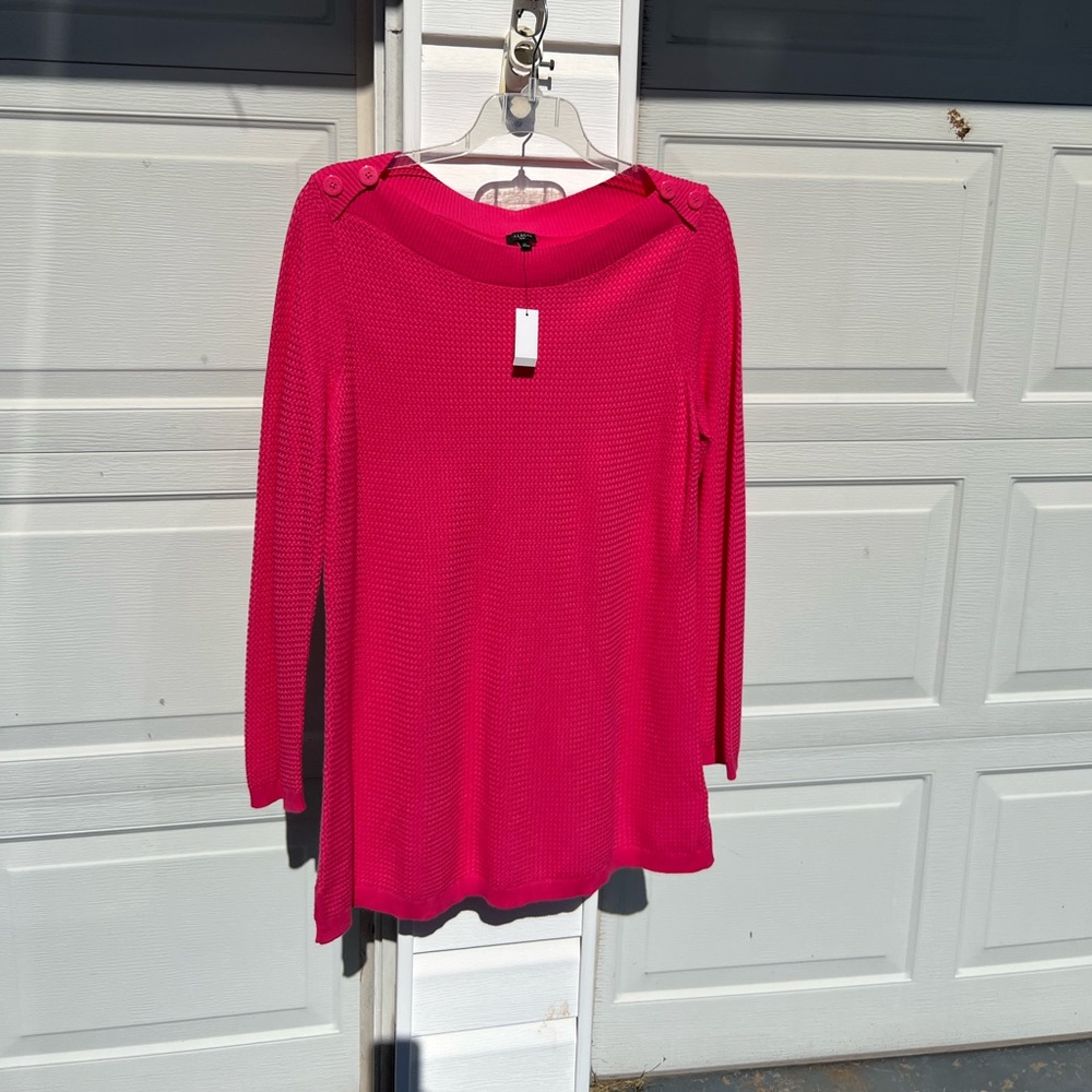 NWT Talbots Pretty Raspberry Basketweave Boatneck Long Sleeve Sweater